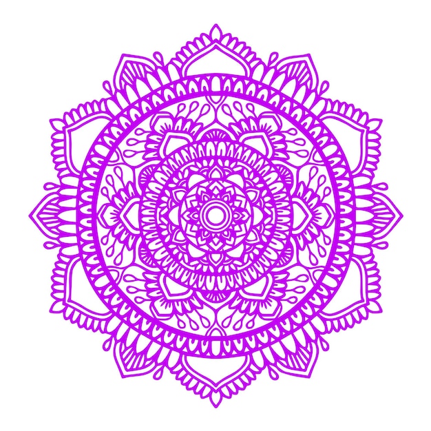 Vector diseño de ilustración de mandala púrpura con adorno radial