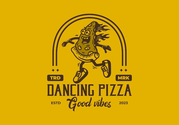 Diseño de ilustración de mascota de pizza bailando