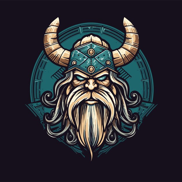 Vector diseño de ilustración de la mascota viking del logotipo de esport