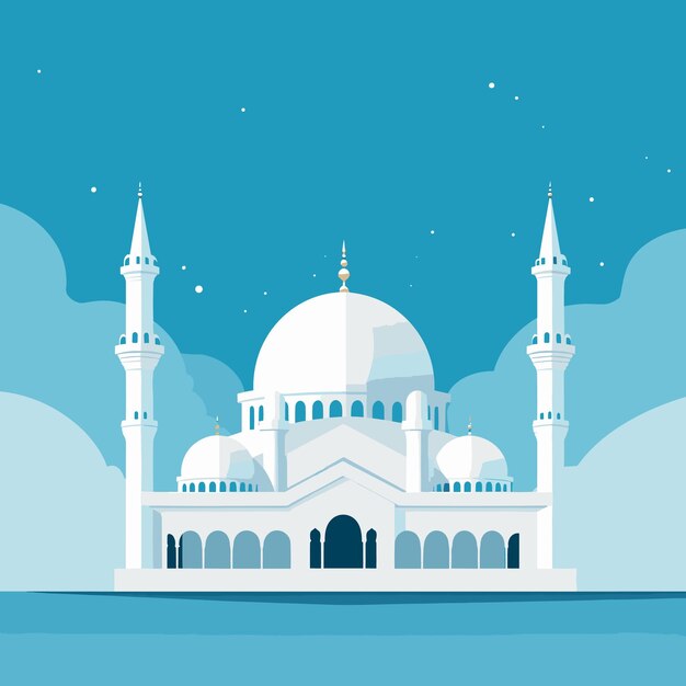 Vector diseño de ilustración de mezquita plana para el ramadán