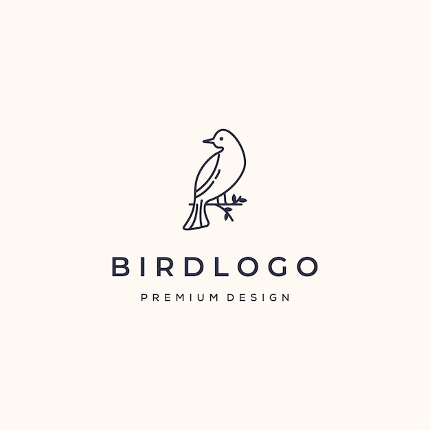 El diseño de la ilustración minimalista vectorial del logotipo de Little Bird Line Art Fly Bird Animal