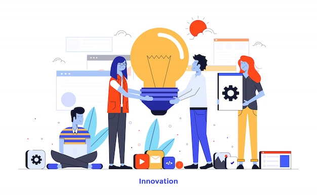 Diseño de ilustración moderna en color plano - Innovación
