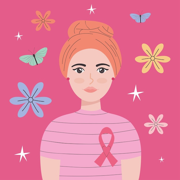 Vector diseño de ilustración de mujer sobreviviente de cáncer