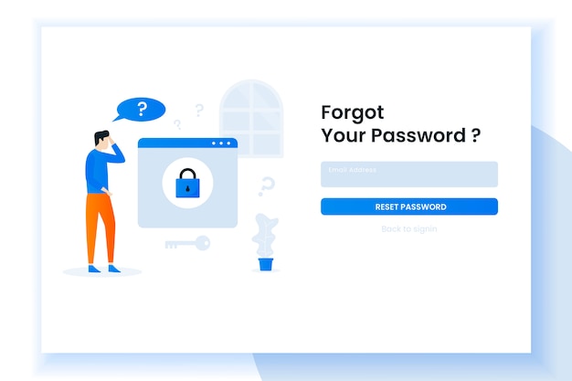 Diseño de ilustración de página de aterrizaje la gente olvida su contraseña