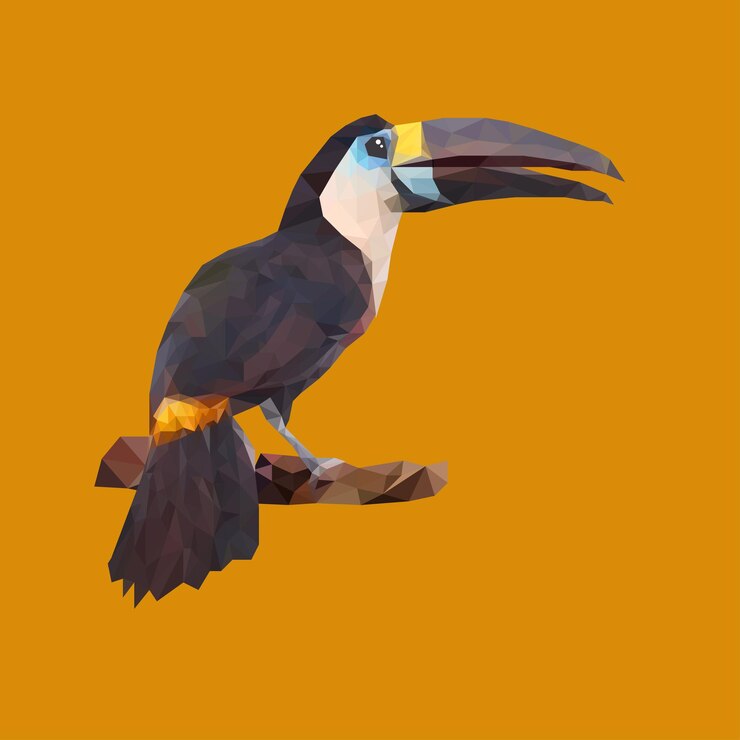 Vector diseño de ilustración de pájaro tucán de baja poli
