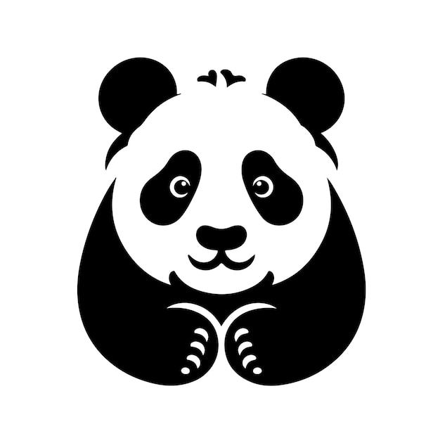 diseño de ilustración de panda estilo de silueta
