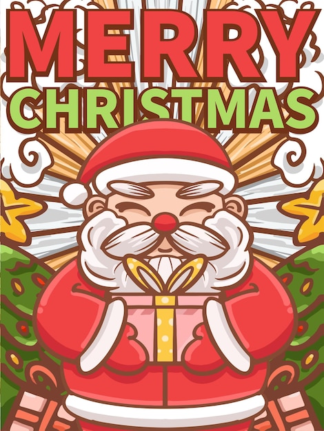 Diseño de ilustración de Papá Noel de víspera de Navidad de dibujos animados