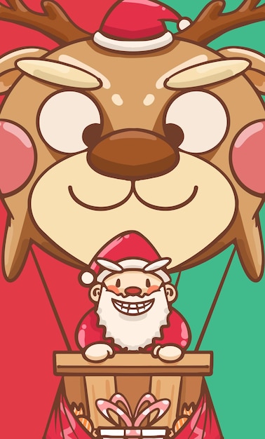 Diseño de ilustración de Papá Noel de víspera de Navidad de dibujos animados