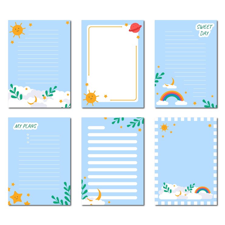 diseño de ilustración de papel de nota lindo listo para imprimir