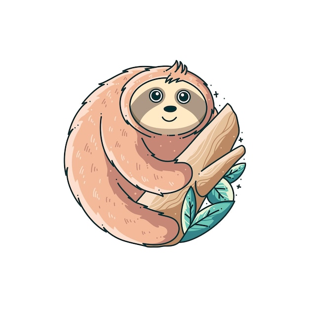 Diseño de ilustración de perezoso animal lindo