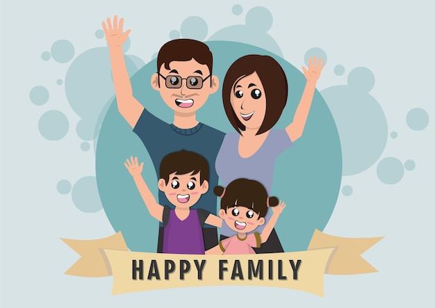 Vector diseño de ilustración de personajes de familia feliz