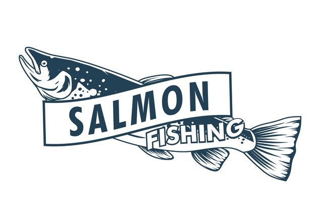 diseño de ilustración de pesca de salmón