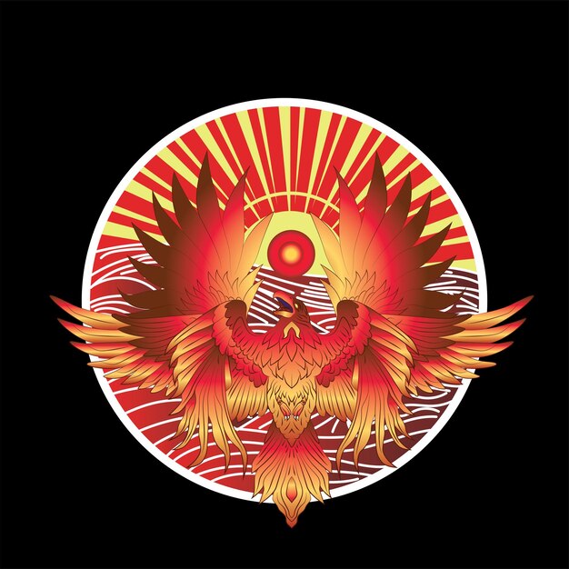 Vector el diseño de ilustración de phoenix para sukajan es una tela o camiseta tradicional japonesa