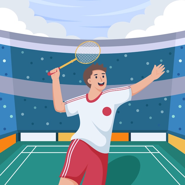 Diseño de ilustración plana de bádminton deportivo