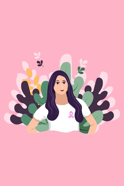 Diseño Ilustración plana de cáncer de mama rosa