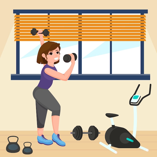 Vector diseño de ilustración plana de gimnasio de entrenamiento