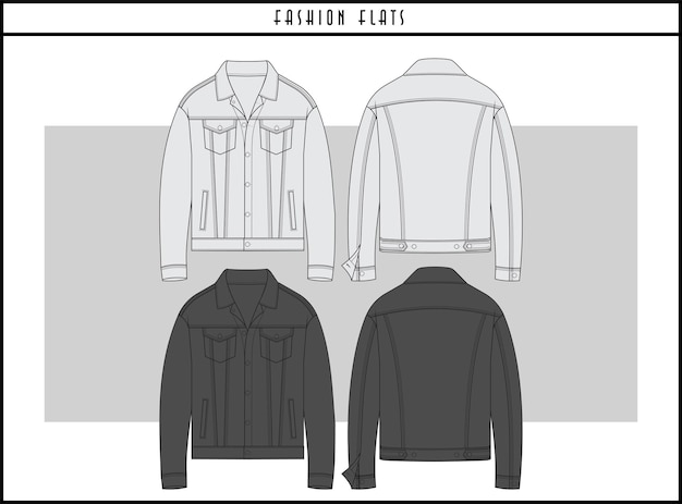 Vector diseño de ilustración plana de moda de chaqueta de mezclilla