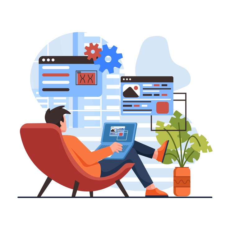 Vector diseño de ilustración plana de página web uiux