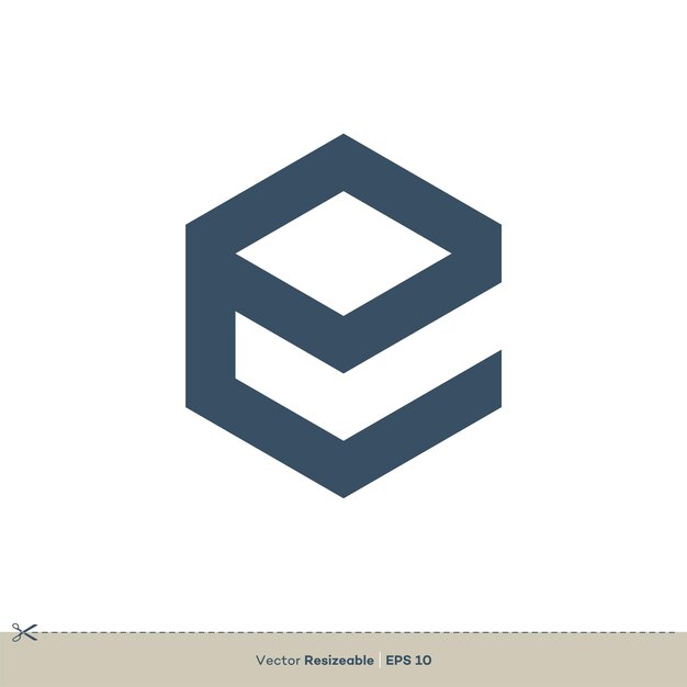 Diseño de ilustración plana de plantilla de icono de vector de logotipo de letra E