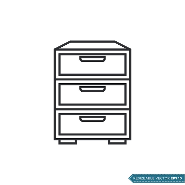 Diseño de la ilustración de la plantilla del icono vectorial de los cajones del gabinete