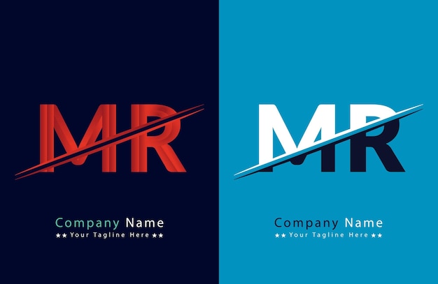 Diseño de la ilustración de la plantilla de la letra del logotipo MR