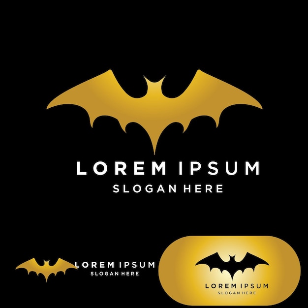 Diseño de ilustración de plantilla de logotipo de icono de vector de oro de murciélago