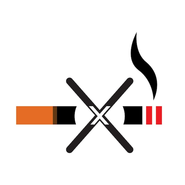 Diseño de ilustración de la plantilla del logotipo del icono vectorial sin fumar