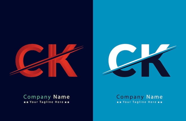 Diseño de ilustración de la plantilla del logotipo de la letra CK