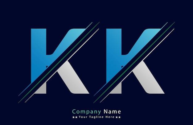Diseño de ilustración de la plantilla del logotipo de la letra KK