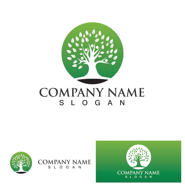 Diseño de ilustración de plantilla de logotipo de vector de árbol de personas