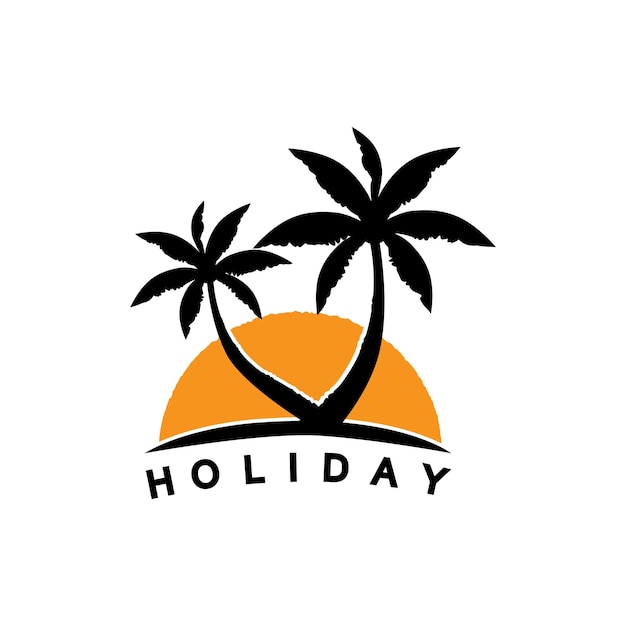 Diseño de ilustración de plantilla de logotipo de verano de palmera