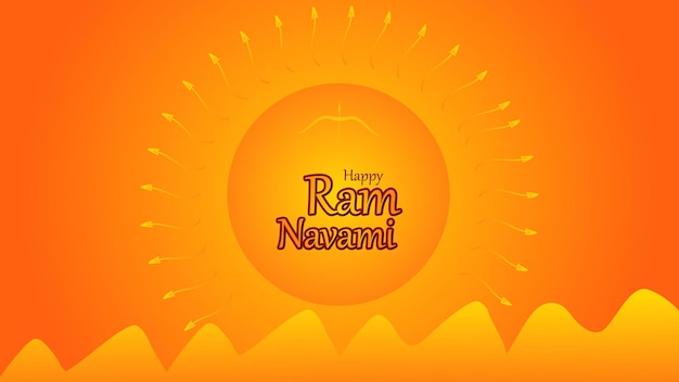 Diseño de ilustración de plantilla de tarjeta de saludos de celebración de Ram Navami feliz con parte posterior colorida del festival