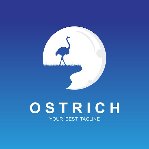 Diseño de ilustración de plantilla de vector de logotipo de avestruz