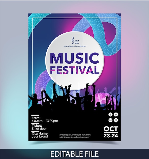 Diseño de ilustración de plantillas de carteles de eventos musicales