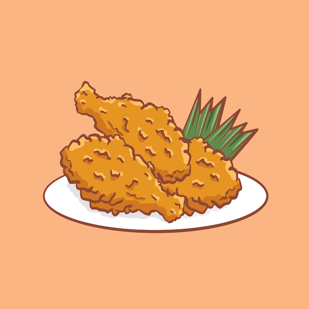 Diseño de ilustración de pollo frito de comida de dibujos animados