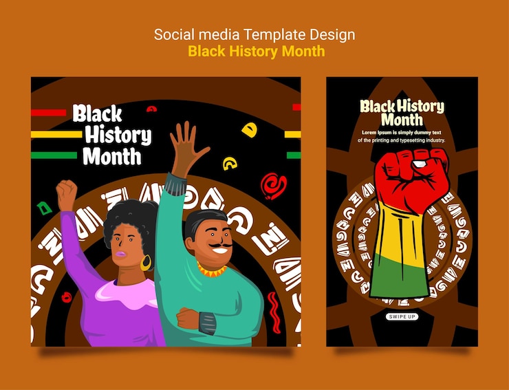 Vector diseño de ilustración que cuenta el tema del mes de la historia negra para publicaciones en redes sociales