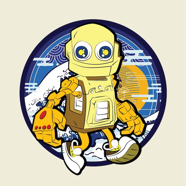 el diseño de la ilustración del robot para sukajan es una camiseta o una tela tradicional de Japón