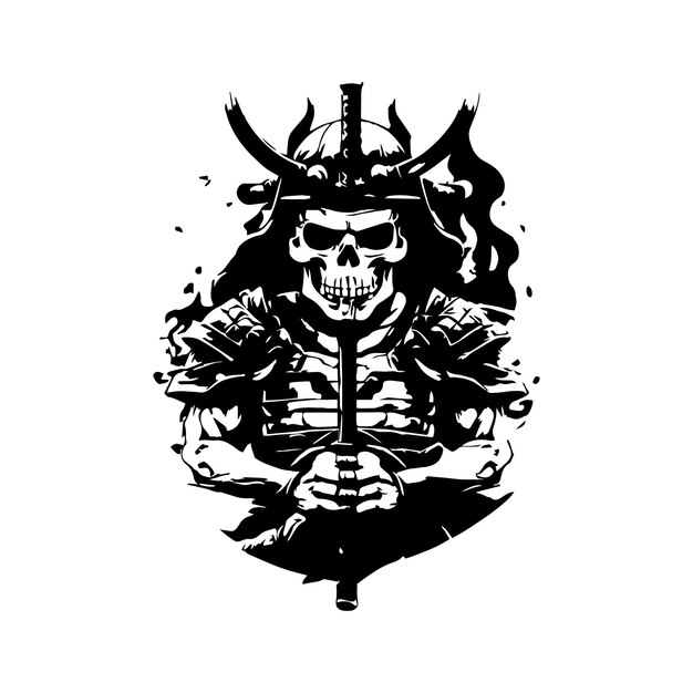 Vector diseño de la ilustración del samurai de la calavera