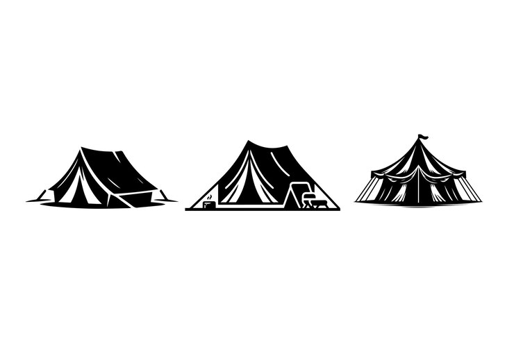 Diseño de ilustración de silueta de tienda para acampar