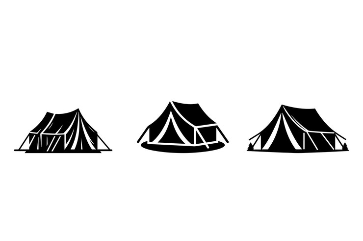 Diseño de ilustración de silueta de tienda para acampar