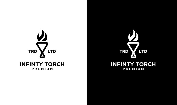 Vector diseño de ilustración de símbolo de vector de logotipo de antorcha infinita premium