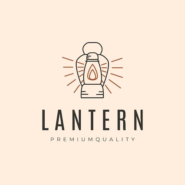 Diseño de ilustración de símbolo de vector de logotipo de arte de línea de luz de linterna
