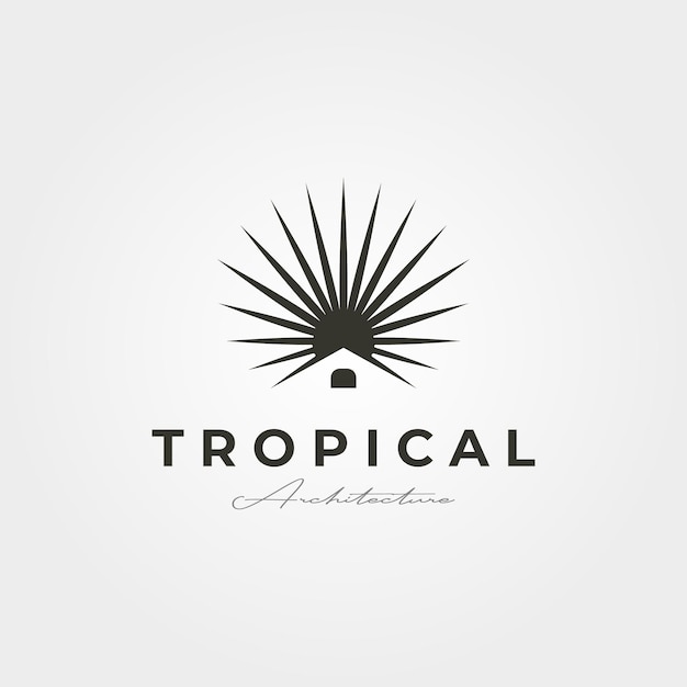 Diseño de ilustración de símbolo de vector de logotipo de cabaña tropical diseño de logotipo de cabaña mínimo