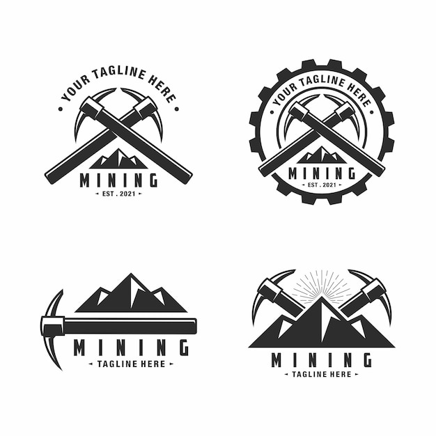 diseño de ilustración de símbolo de vector de logotipo de hacha de montaña vintage