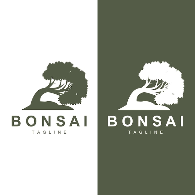 Diseño de ilustración de símbolo vectorial del logotipo del árbol bonsái