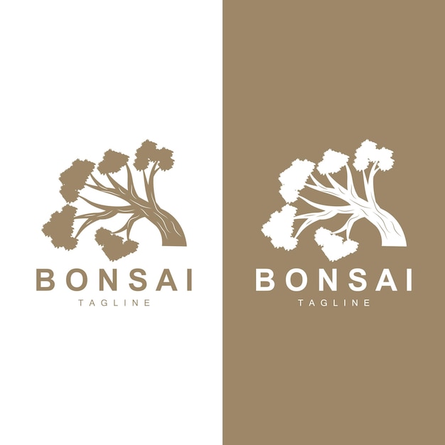 Diseño de ilustración de símbolo vectorial del logotipo del árbol bonsái