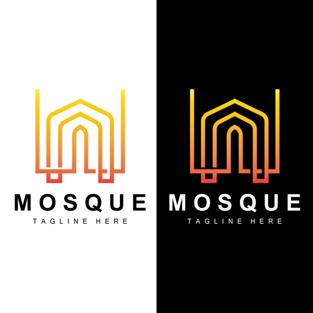 Diseño de ilustración de símbolo vectorial del logotipo de la mezquita
