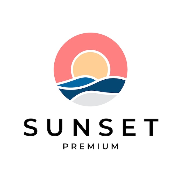 Diseño de ilustración del símbolo vectorial del logotipo de la puesta de sol
