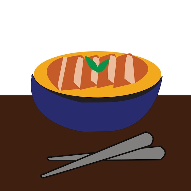 Diseño de ilustración simple de comida tradicional japonesa con tema local