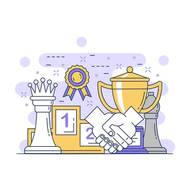 Diseño de ilustración de sitio web de concepto de deporte de juego de ajedrez 3